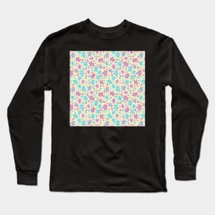 TURQUOISE AND PINK RETRO 2000S Y2K FLORALS Long Sleeve T-Shirt